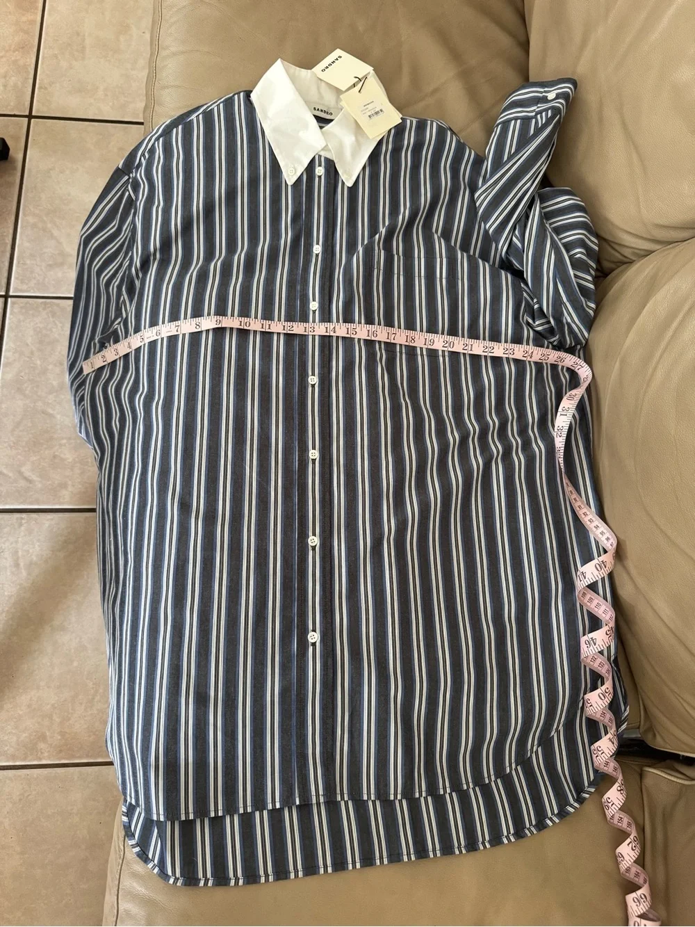 Sandro Oversized striped shirt. Size 3 = French 40 / US 8. MSRP $340 - Picture 14 of 17